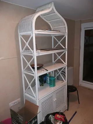Estantería Mimbre Terraza/Salón Blanca