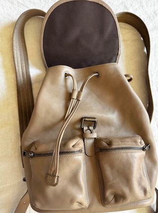 Mochila Piel Longchamp Beige