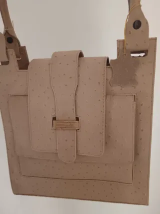 Bolso Piel Avestruz Beige