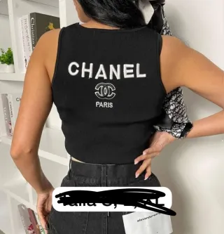 Camiseta tirantes Chanel negra mujer