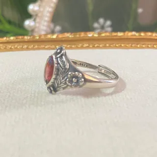 Anillo Plata Granate Natural