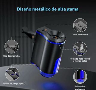 Difusor Aroma Coche Multifuncional, carga de USB-C