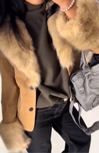 Chaqueta ante sintético con cuello pelo .Nueva! M