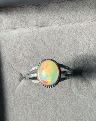 Anillo Plata Opal Etíope Multicolor