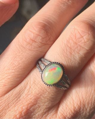 Anillo Plata Opal Etíope Multicolor