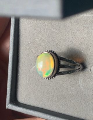 Anillo Plata Opal Etíope Multicolor