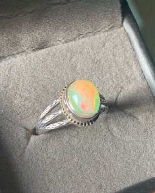 Anillo Plata Opal Etíope Multicolor