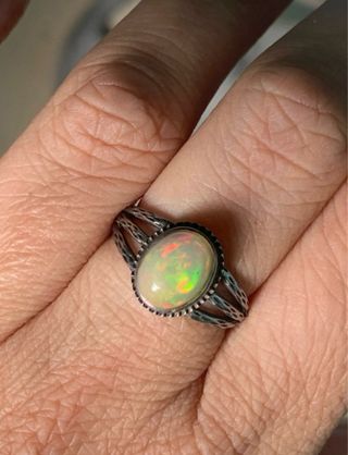 Anillo Plata Opal Etíope Multicolor