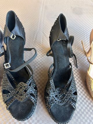 Zapatos de baile plateados, negros y dorados T40