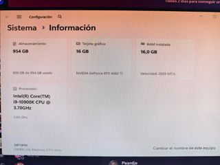 PC Gamer RTX 4060 Ti 16GB / Intel I9 3,7