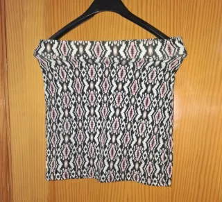 Falda corta estampada multicolor