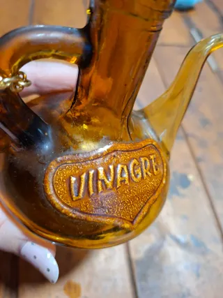 Vinagrera Vintage Vidrio Ámbar