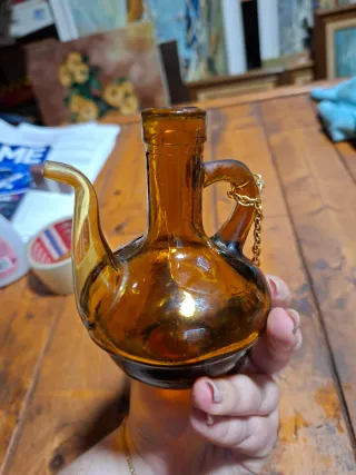 Vinagrera Vintage Vidrio Ámbar