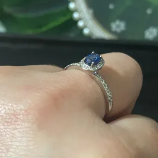 Anillo Plata Zafiro Natural Ovalado