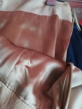 Falda de piel forrada beige