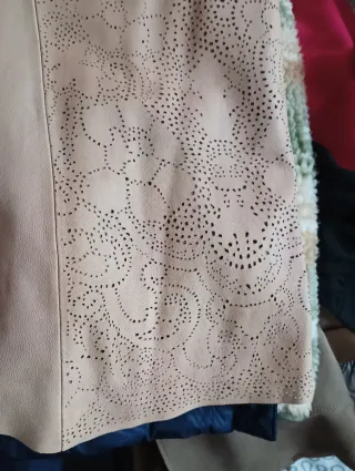 Falda de piel forrada beige