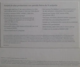 MacBook Pro 15,4 Plata.  NO ENCIENDE.