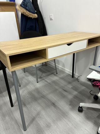 Lote 2 mesas oficina madera y metal