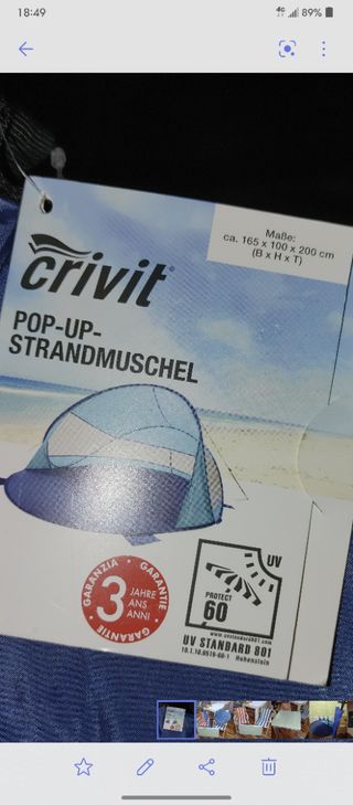 Paravientos playa Crivit Pop-Up (Carpa Playa)