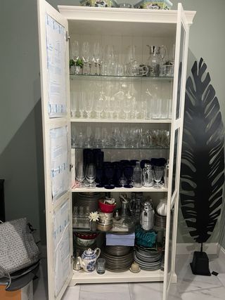 Vitrina Alacena Blanca con Puertas de Cristal