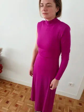 Vestido asimétrico buganvilla una manga