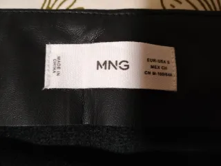 Falda polipiel negra Mango Talla S