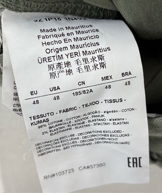 Pantalón Chino Verde Emporio Armani