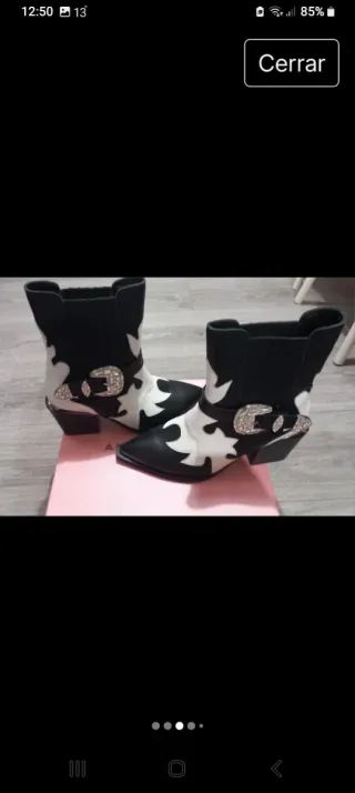 Botines Alma en Pena Cowboy Negro/Blanco