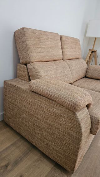 Sofá 2 plazas beige/marrón 1.5m