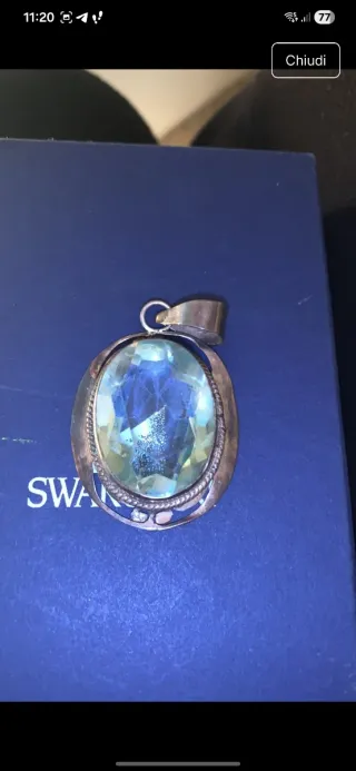 Ciondolo Argento Indiano con Pietra Azzurra