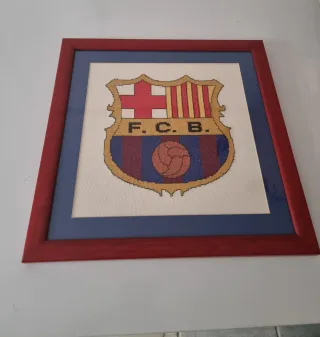 Escudo FC Barcelona Punto de Cruz Enmarcado