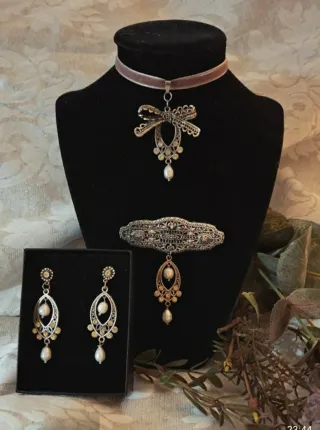 Aderezo fallera huertana plata y perlas