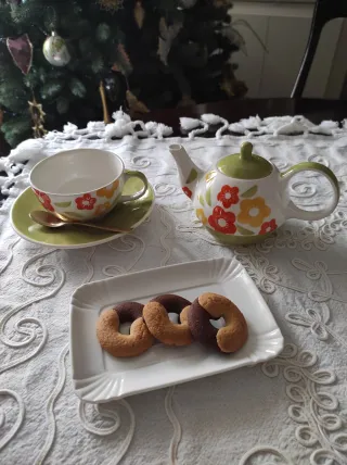 Set tisana/thè in ceramica decorata