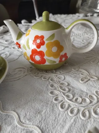 Set tisana/thè in ceramica decorata