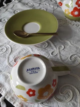 Set tisana/thè in ceramica decorata