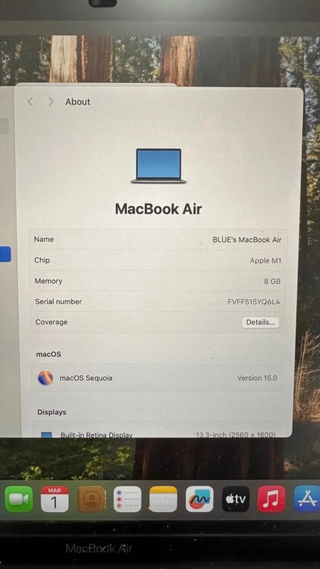 MacBook Air 2020 M1 256GB Batería 100%