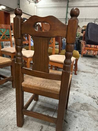 Set di 3 sedie da pranzo in legno e iuta