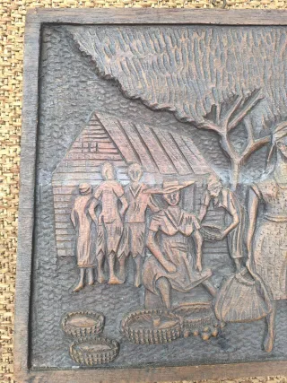 Cuadro artesanal de Jamaica en madera