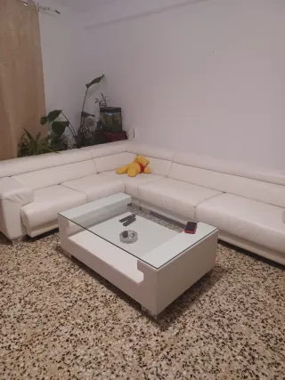 Sofá extensible piel blanco, grande 3.80x2