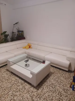 Sofá extensible piel blanco, grande 3.80x2