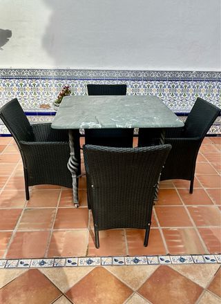 Sillas de Rattan Gris (Set de 4 )