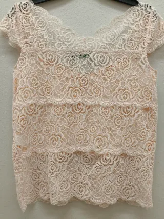 Top in pizzo rosa chiaro taglia S