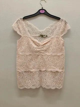 Top in pizzo rosa chiaro taglia S