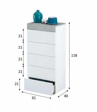 Sinfonier 5 Cajones. Blanco Artik/Cemento