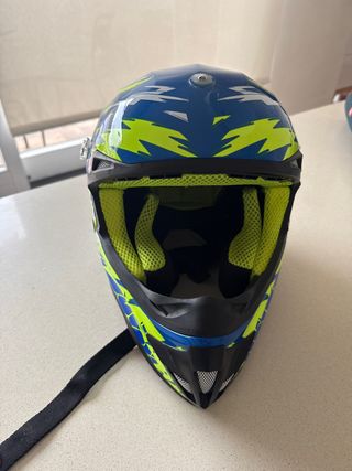 Casco Moto Niño Azul y Verde