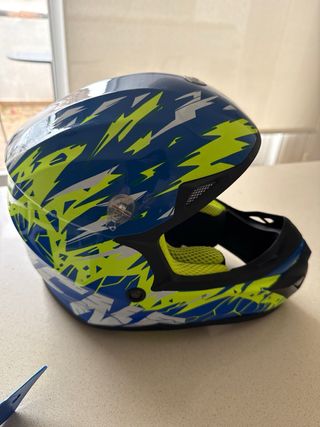Casco Moto Niño Azul y Verde
