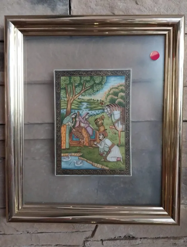 Pintura Miniatura India Marco Dorado seda