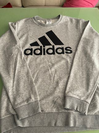 Sudadera Adidas Gris Logo Grande