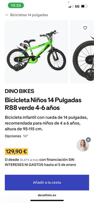 Bicicleta infantil verde Dino Bikes R6
