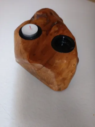 Portavelas de madera rústico